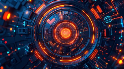 Scifi innovations in insurance technology insurance scifi top view Highlighting advanced risk management in a hightech world scifi tone Analogous Color Scheme