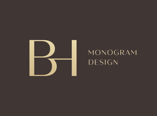 BH letter logo icon design. Classic style luxury initials monogram.