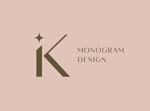 IK or KI letter logo icon design. Classic style luxury initials monogram.