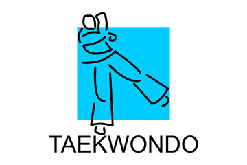 Taekwondo sport vector line icon. sportsman, fighting stance. sport pictogram illustration.
