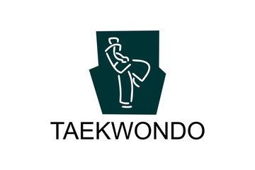 Taekwondo sport vector line icon. sportsman, fighting stance. sport pictogram illustration.