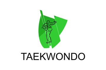 Taekwondo sport vector line icon. sportsman, fighting stance. sport pictogram illustration.