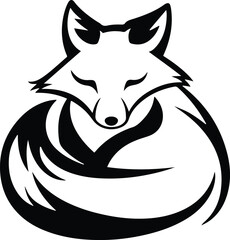 Minimal fox isolated on white background