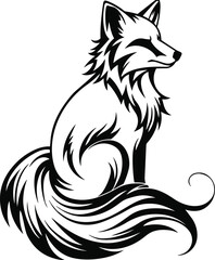 Minimal fox isolated on white background