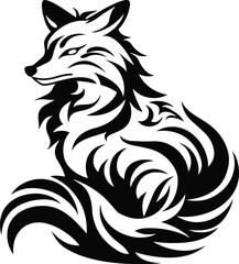 Minimal fox isolated on white background