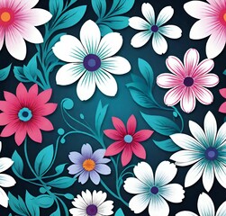 Fototapeta premium seamless floral pattern, floral, vector, wallpaper, design, illustration, decoration, nature, flowers, spring, pink, texture