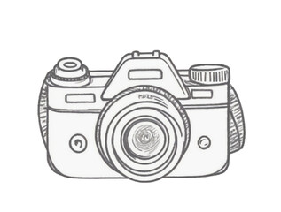 Photo camera doodle icon. Hand drawn sketch in vector PNG | Camera Cut out
