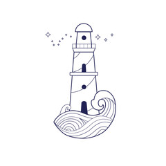 Mystical Lighthouse  spiritual vector  symbol. Psychology, philosophy, mind, energy, yoga and spirit  insight and subconscious concept
