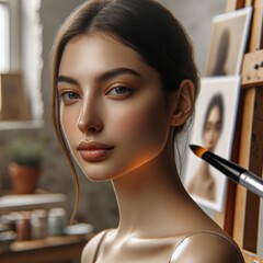 Talented Female Artist in Her Studio