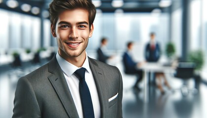 Smiling Businessman in Modern Office