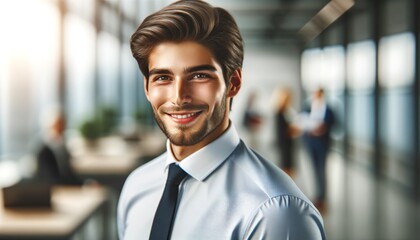 Smiling Young Businessman in Office