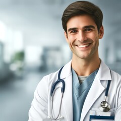 Smiling Young Doctor in Hospital