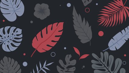 Colourful Tropical Leaves Background or Botanical Elements Vector Illustrator