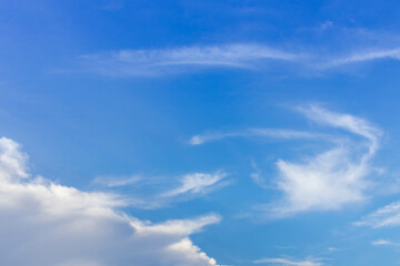 Blue sky background with tiny clouds. Cloudscape - Blue sky and white clouds. Clouds with blue sky
