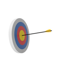 Target with arrow, standing on a tripod. Goal achieve concept. Vector illustration isolated on white background