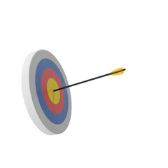 Target with arrow, standing on a tripod. Goal achieve concept. Vector illustration isolated on white background