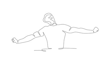 A fresh man has just woken up. Waking up in the morning concept one-line drawing