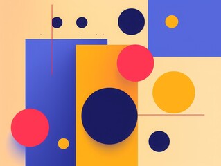 Abstract geometric composition colorful circles squares. Modern art design vibrant colors shapes. Ideal posters backgrounds.