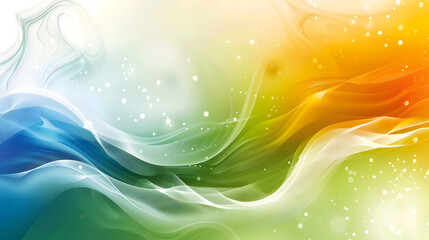 white green blue orange yellow waves gradient background. Generative AI.