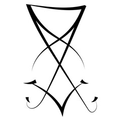 Lucifer icon, sticker or t-shirt print design illustration in Gothic style isolated on white background. Vector EPS 10