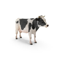 cute 3D cartoon cow vector illustration on isolated background