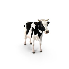 cute 3D cartoon cow vector illustration on isolated background