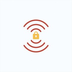 Wifi symbol and lock icon. Blocked wireless internet signal. Wi-Fi signal error. Failure wifi icon. Disconnected wireless internet signal. Vector illustration isolated on white background.