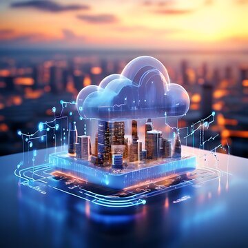 5G wireless network, high speed internet, cloud computing or connect diagram technology, Data storage, service, synchronize, online, financial, Connectivity global, smart city, Gen by AI