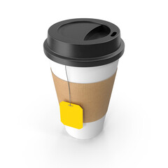 Cup of hot coffee 3d illustration, rendering, icon isolated