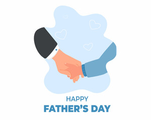 the child hold's his father's hand father son spending time together celebrating father's day vector illustration
