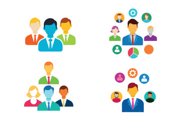 Business People Logo Type Icon Vector Illustration Bundle Professional