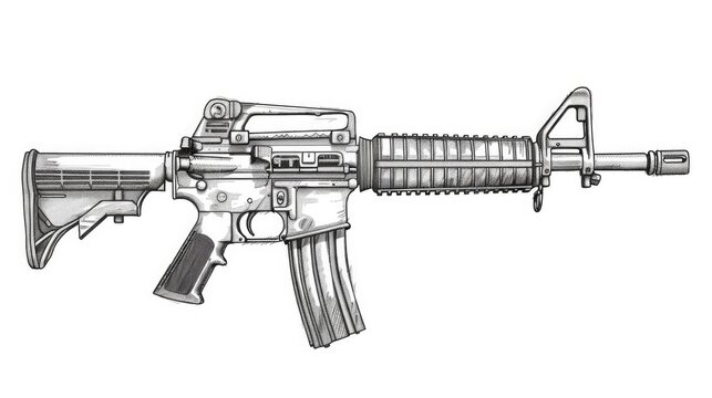 black and white ar-15 rifle drawing clip art preview