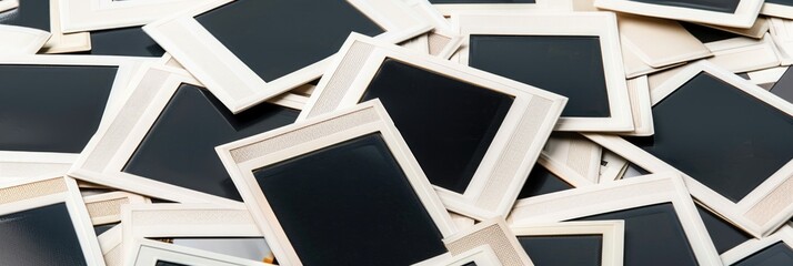 Picture Stack. Old and New Polaroid Frames Stacks Isolated on White Background