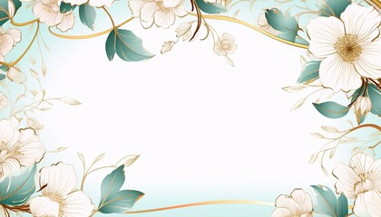 Elegant floral border with pastel flowers and leaves on a light background, perfect for invitations, cards, and decorative projects.