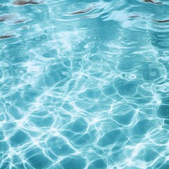 Fototapeta premium Clear blue water in a swimming pool. Sunlight reflecting on the surface. Generative AI.