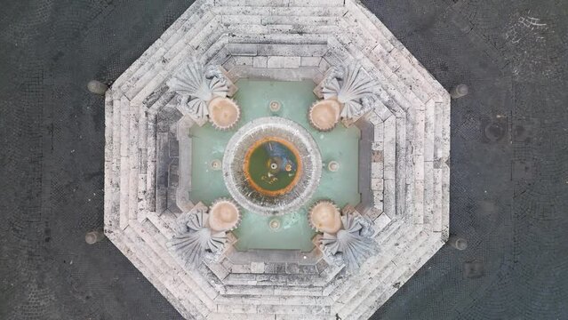 Fountain of Santa Maria in Trastevere - Top Down Aerial View