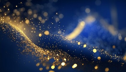 Obraz premium abstract background with Dark blue and gold particle texture Dark blue background with gold speckles, Night sky blue background with gold sparkle cluster, Royal blue background with gold glitter desig