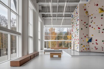 In this modern living room, high white walls, cushions, and a spacious window allow ample sunlight