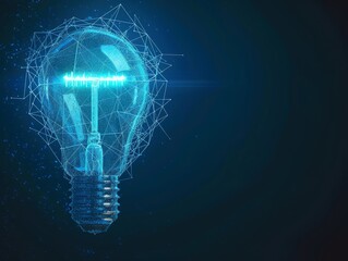 Futuristic glowing light bulb adorned with intricate gears inside. This image symbolizes cutting-edge technology and innovation, offering a visual representation of the complex processes at work