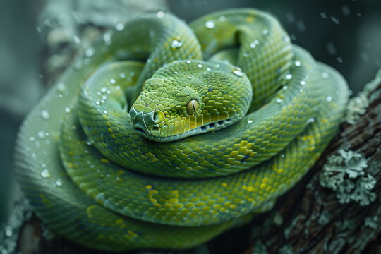 green python by close-up