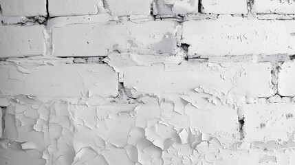 White painted old brick Wall. Generative AI.