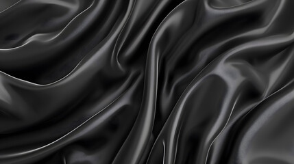 Fototapeta premium wide black gray silky curve texture background. Generative AI.