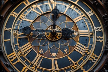 Ornate Vintage Clock Face with Intricate Design Detail
