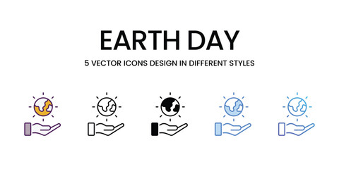 Earth Day vector icons set stock illustration