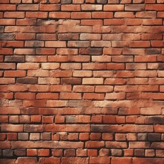 Fototapeta premium Close-up of an old red brick wall with weathered texture, showcasing rustic charm and vintage appeal.
