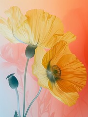 Trendy Poppy with Gradient Yellow Pastel Colors