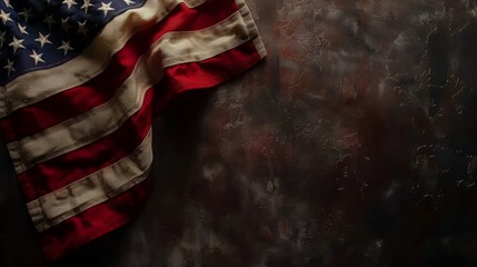 Grunge texture of United States flag on the grunge dark background for Independence day event