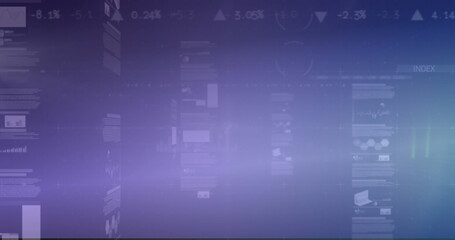 Obraz premium Image of financial data processing over screens on dark background