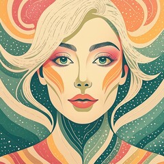 Abstract colored portrait of a woman