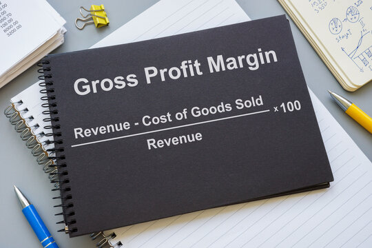 Notepad with Gross Profit margin gpm formula.